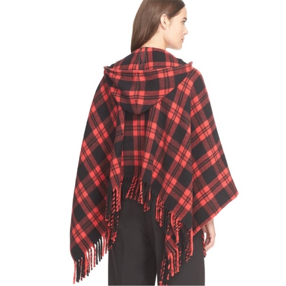 KATE SPADE NEW YORK Hooded Plaid Poncho Cape🖤♥️♠️ - Picture 2 of 8